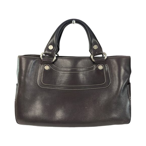 Celine CE00/33 Brown Leather Boogie Satchel Bag Made in Italy Top Handle Purse - Picture 1 of 15